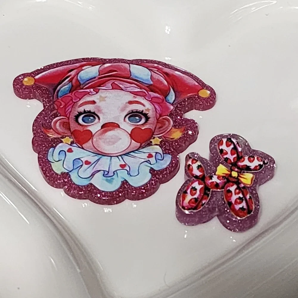 Clown Flatback Focal Bead Beaded Pen Badge Flats Planar  Acrylic Balloon Dog